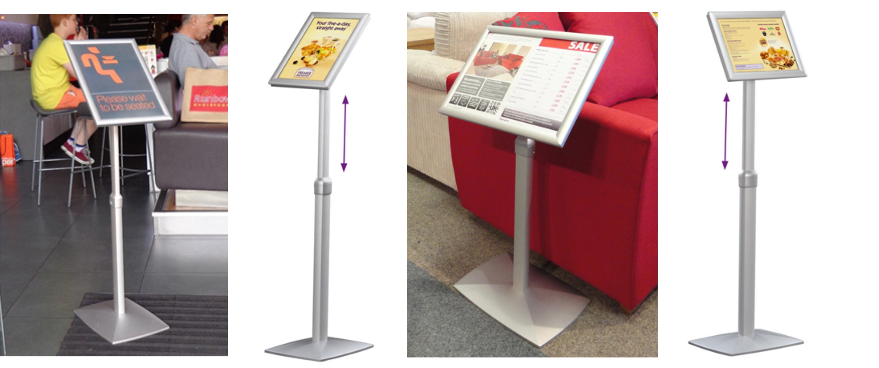 A2 Freestanding Snap Frame Angled Menu Holder